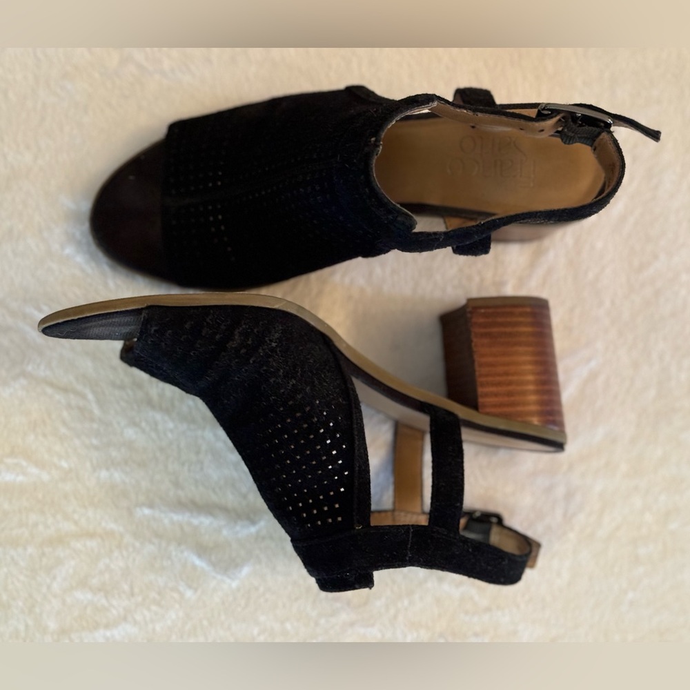 Franco Sarto‎ Black Lug Sole Sandals Women Size 7.5